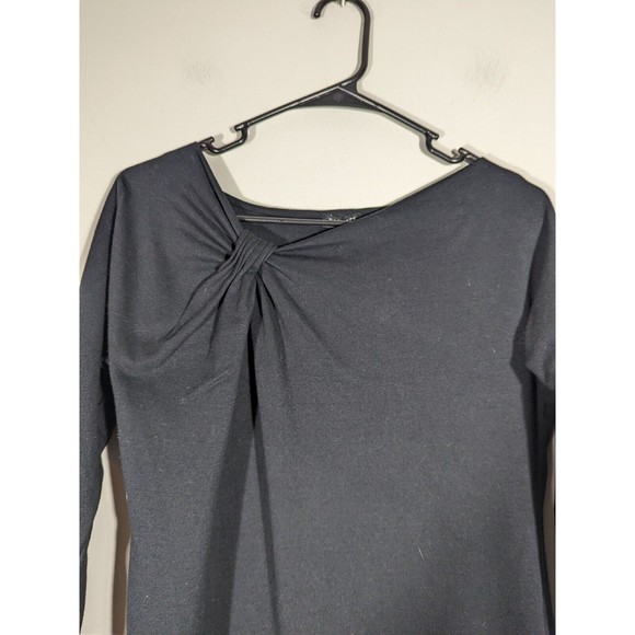 Talbots Black Midi 3/4 Sleeve Front Knot Dress Women Size 12 - Picture 4 of 6